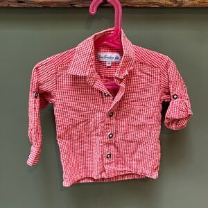 Isar Trachten Red Gingham Check‎ Western Shirt Size 80 - Kids